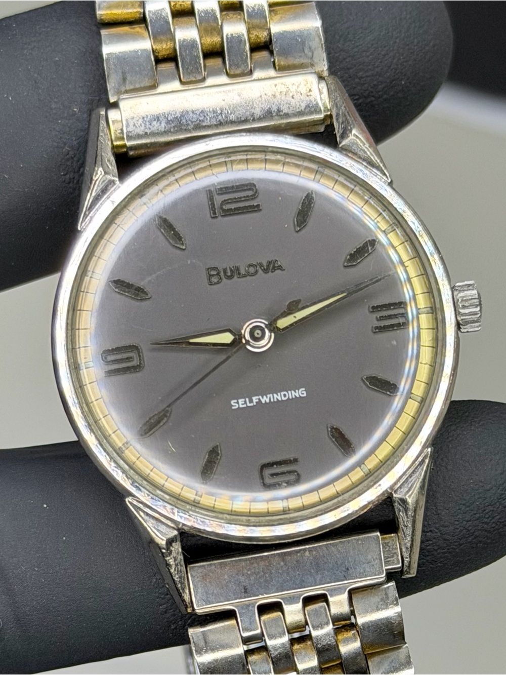 1963 Bulova Jet Clipper Automatic 17-J Gray Dial 33mm Men’s Vintage Watch